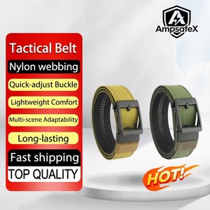 Ceinture tactique ajustable AmpsafeX Zw-714 en cuir et nylon avec boucle auto-agrippante, unisexe, en toile, pour la taille, avec logo personnalisable pour usage quotidien - Product Image 1
