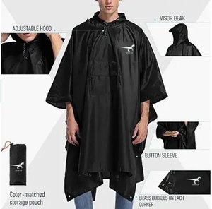Impermeabile Lungo <span class=keywords><strong>da</strong></span> <span class=keywords><strong>Uomo</strong></span> con Cappuccio Comodo e Ampia Visiera, in Poliestere Impermeabile Foderato con Decorazione Logo - Product Image 2