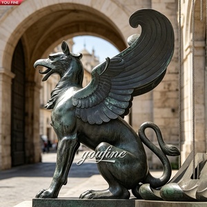 Scultura in Bronzo Fuso YOUFINE di Grifone, Stile Antico, Creatura Mitologica Alata per Castelli e Ville - Product Image 5