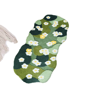 Tapis de bain modernes en forme de feuille de mousse verte, doux, antidérapants, lavables et absorbants, pour la maison et l'hôtel - Product Image 1