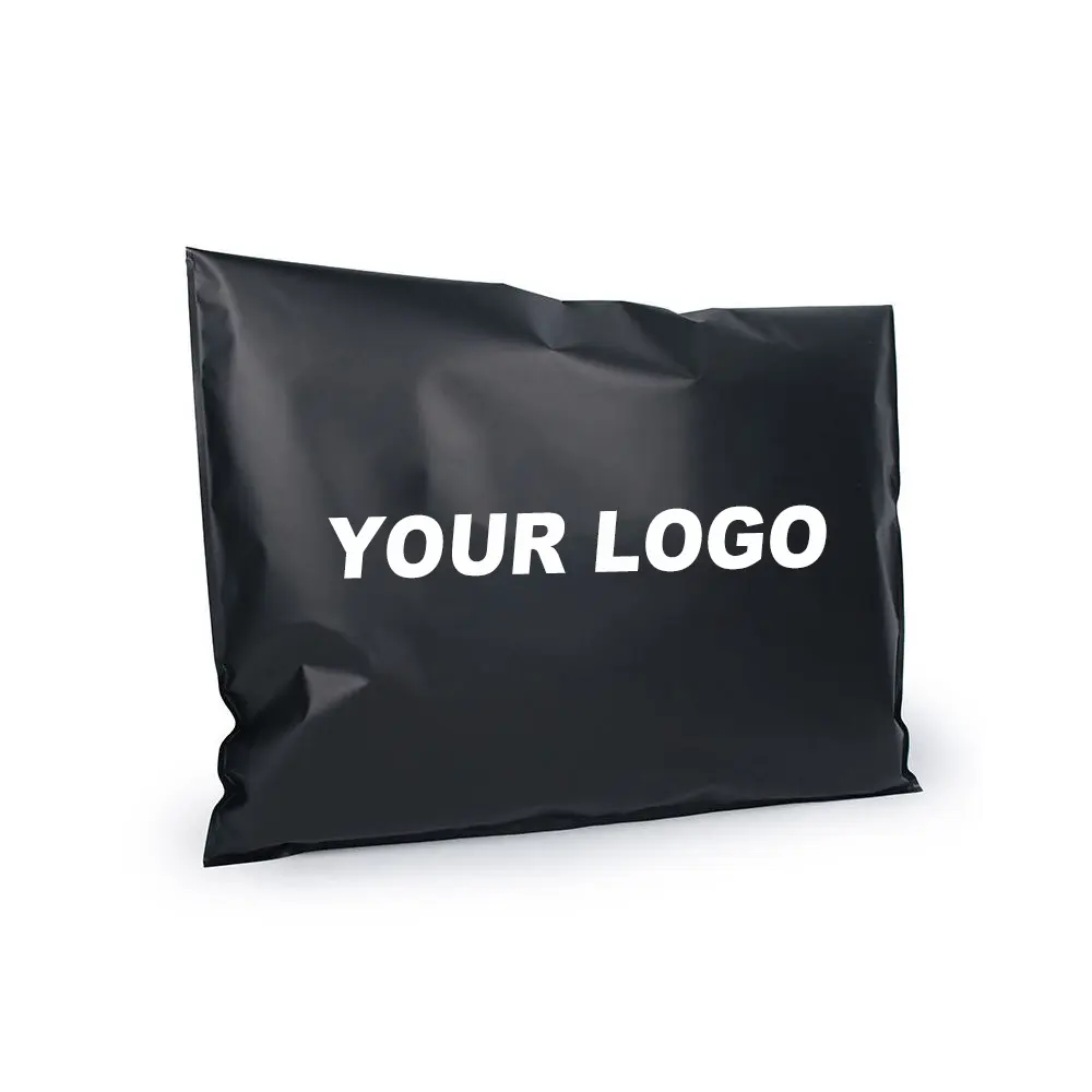 Kunden spezifisch bedruckte Poly Mailer Taschen Silber LOGO Mattschwarze Folie Versand beutel für Kleidung Kunststoff Recycelbare Mailing Verpackung Taschen