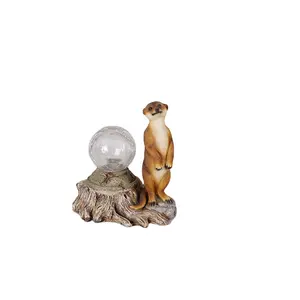 Aangepaste Hars Sculptuur Ornamenten Zonne-Energie Lampen Hars Ambachten Buiten, Hond Standbeeld Decor Goedkope Groothandel Hars Decoratie Dier Hond