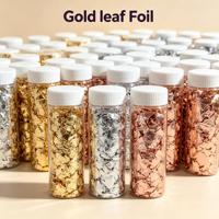 Vente en gros de feuilles d'or 24 carats en paillettes, conditionnées en flacon de 2g, feuilles d'or, d'argent et d'or rose pour la décoration de gâteaux et l'artisanat