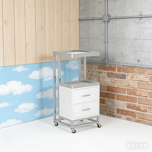 รถเข็นอุปกรณ์เสริมสวยเคลื่อนที่ 4 ล้อ ขนาดเล็ก ยี่ห้อ Iron Salon รุ่น Specialized พร้อมชั้นวางเก็บของ ดีไซน์ทันสมัย - Product Image 2