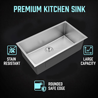 Évier de cuisine encastré en acier inoxydable 304, fait main, brossé, 16 gauge, cuve simple avec accessoires