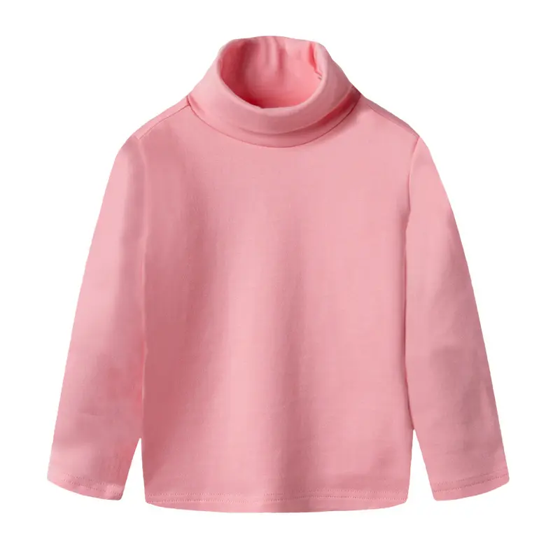 Winter Custom Logo Printing Turtleneck Tops 100% Cotton Plain Blank Baby Girl Boy Kids Long Sleeve Tshirt