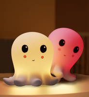 Lampe de chevet Octopus en silicone colorée, mignonne, à clignotement, pour la protection des yeux, idéale pour l'alimentation, décoration d'intérieur, ambiance chambre, rechargeable