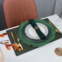 Assiettes de présentation vert émeraude de 13 pouces en plastique, motif récif, décoratives, pour fêtes et mariages