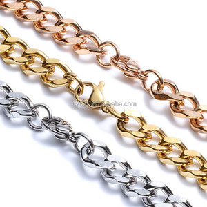 Cadena de eslabones cubanos de acero inoxidable cepillado de cuatro caras, de varios tamaños, para collar, pulsera y bolso - Product Image 5