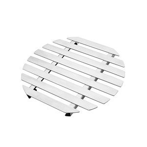 Tappetino da bagno rotondo in acciaio inossidabile con doghe di drenaggio per la protezione del pavimento della doccia - Product Image 1