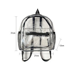 <span class=keywords><strong>Sac</strong></span> <span class=keywords><strong>à</strong></span> <span class=keywords><strong>dos</strong></span> étudiant personnalisé en PVC avec fermeture éclair, unisexe, robuste, transparent, avec sangle renforcée pour le <span class=keywords><strong>collège</strong></span> et le travail - Product Image 2