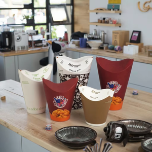 Emballage de boisson jetable avec logo personnalisé gobelet en papier frites barbecue café papillon chips - Product Image 4