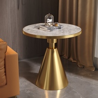 Table basse moderne de luxe en acier inoxydable pour salon, avec plateau en marbre, pour canapé, coin, chevet, balcon, petit appartement, hôtel