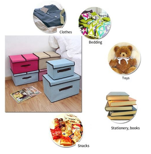 Boîte de rangement multifonctionnelle en tissu non tissé, style rétro nordique simple, écologique, pliable, gain de place, forme carrée - Product Image 5
