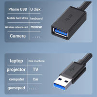 Câble d'extension USB 3.0 mâle-femelle en cuivre étamé personnalisé 1m 1.5m 2m 3m 5m pour ordinateur, clé USB, souris, clavier, imprimante
