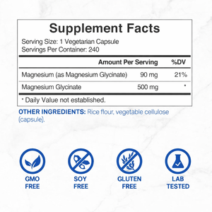 Suplemento Alimenticio de Grado Alimentario 500mg para Mejorar la Musculatura, 120 Cápsulas de Glicinato de Magnesio - Product Image 2