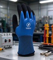 Gants isolants électriques en polyester 13 jauges 1000V avec double revêtement en mousse de latex pour une meilleure adhérence