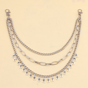 Punk Multi Layer Tooth Pendant Waist <b>Chain</b> Zinc Alloy Metal Body <b>Chain</b> For Daily Wear Ins Style Fashion Accessory - Product Image 2