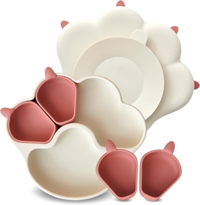 Assiettes à ventouse en silicone divisées pour tout-petits, <span class=keywords><strong>assiette</strong></span> antidérapante en silicone pour l'autonomie alimentaire du bébé, sans BPA, plateau pour enfants avec ventouse - Product Image 1