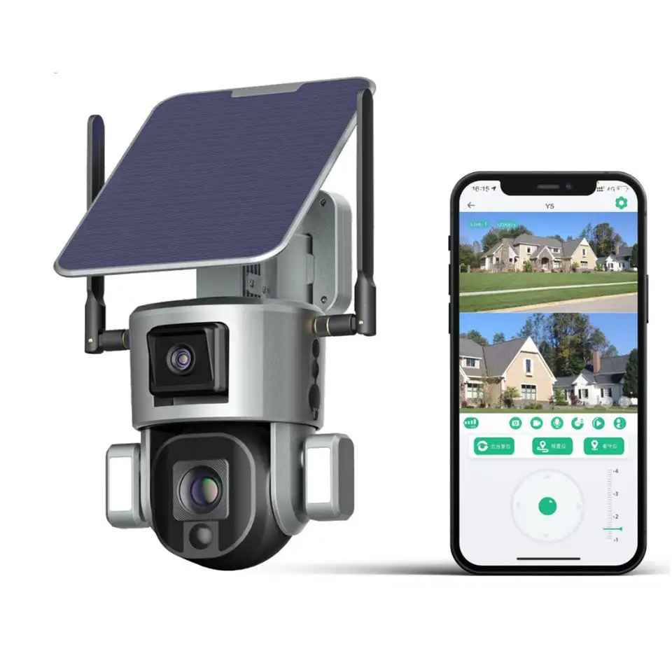 Dual lens 4G LTE Outdoor IR Sensor 4X/10X Zoom Solar camera 20000mah Camera Outdoor Solar Camera