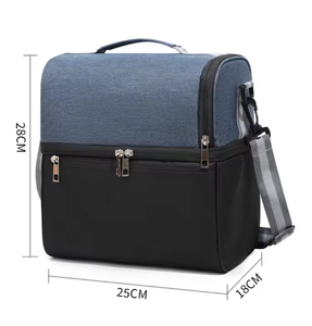 Multi-Colors Bento Bags <b>Insulated</b> Color-block with Zipper Double-Layered Leak-Proof Ice Packs Aluminum Foil <b>Lunch</b> <b>Box</b> - Product Image 2
