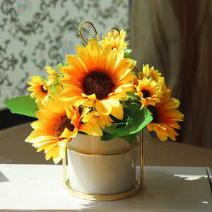 Bouquet de tournesols artificiels en soie, fleurs hydroponiques, décoration de la maison, décoration du salon - Product Image 3
