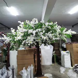 גדול מפח פלסטיק פרח עץ ירק מלאכותי דובדבן פרח עץ ורוד ירוק לבן קישוט חיצוני