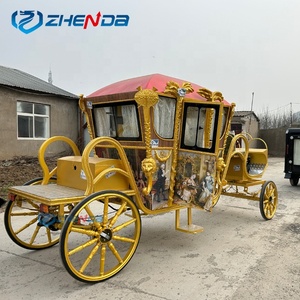Carruaje Real Victoria con Caballos a la Venta/ Carroza Eléctrica Dorada con Caballos, Escultura Eléctrica, Carruaje Real - Product Image 5