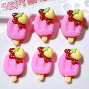 Nuovi Charms in Resina a Forma di Gelato alla Fragola Dipinti a Mano, Misura M, Accessori Fai-da-Te a Forma di Animale con Retro Piatto per Decorazione - Product Image 4