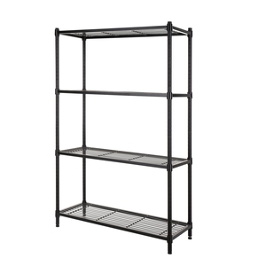 Étagère métallique noire réglable à 4 niveaux, support de rangement sur pied, étagère industrielle à 4 niveaux, étagères noires avec revêtement en poudre - Product Image 2