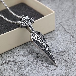 Collier unisexe en acier inoxydable style nordique rétro avec pendentif flèche, breloque punk et design géométrique, idéal comme cadeau - Product Image 1