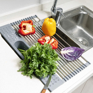 Escurridor De vajilla enrollable con Escurridor, Escurridor De superficie De Acero Inoxidable para fregadero, Escurridor De platos enrollable con Escurridor, 2020 - Product Image 5