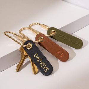 Metal Carabiner Oblong Tag Keychain Personalized <b>Name</b> Key <b>Ring</b> PU Leather Bag Charm Bridesmaid Favor - Product Image 2