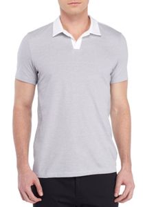 Chemises décontractées pour hommes à col montant, en maille unie, en sergé polyester/coton, à manches courtes, coupe classique, respirantes, avec logo frontal, unies - Product Image 3