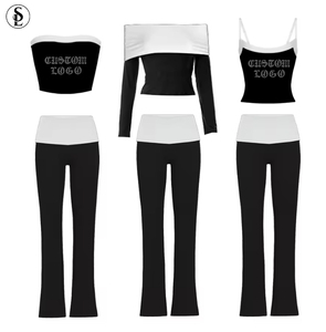 Ropa de salón para mujer, ropa informal personalizada para mujer, mallas suaves de Yoga, pantalones plegables, pantalones ajustados para mujer, pantalones acampanados, conjunto de salón - Product Image 1