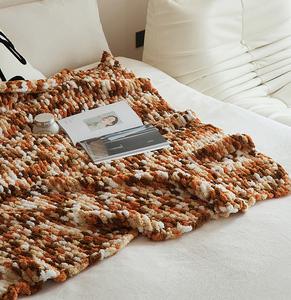 Plaid en grosse maille chenille extra doux, tissé, pour chambre à coucher, décoration nordique, luxe, épais, chaud, pour l'hiver - Product Image 6