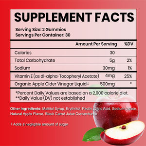 פרטי תווית ויטמין <span class=keywords><strong>e</strong></span> תפוחים חומץ אמא פקיעת קיטו דיאטות תפוחים סיידר חומץ תפוחים - Product Image 2