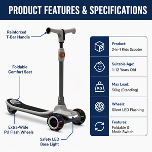 Scooter jouet pour enfants de 1 à 12 ans Les enfants peuvent plier la voiture à glissière pour bébé à pédale du grand garçon - Product Image 3