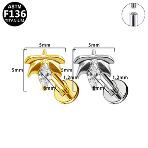 Boucles d'oreilles en titane G23, alliage de titane, serties de zircon, bijoux de mode pour piercing d'oreille, cadeau - Product Image 2