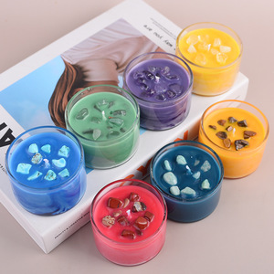 เทียนหอมแก้วสีสันตามสั่ง พร้อมคริสตัล หินประดับ ขี้ผึ้งถั่วเหลือง ของชำร่วยงานแต่งงาน ทำด้วยมือ กลิ่นหอมจากธรรมชาติ - Product Image 1