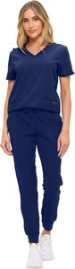 <span class=keywords><strong>Blouse</strong></span> médicale extensible à col en V pour <span class=keywords><strong>femme</strong></span> avec logo personnalisé, tissu Dobby, uniforme d'hôpital confortable, en polyester - Product Image 4