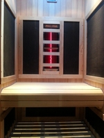 Sauna infrarroja de madera de cedro rojo de espectro completo para 1 persona, calentador EMF bajo para uso en apartamento/dormitorio
