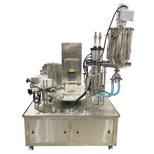 Étiqueteuse rotative automatique pour l'emballage laitier, liquides de qualité alimentaire, plastique, papier, salade grecque, crème, <span class=keywords><strong>fromage</strong></span> <span class=keywords><strong>feta</strong></span>, gobelets, barquettes en aluminium, scellage de barquettes - Product Image 1