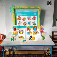 Bloques de Animales en Inglés de Madera 3D de Doble Cara, Nuevo Rompecabezas de Combinación de Números y Letras para Educación Temprana
