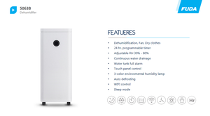 Déshumidificateur d'air domestique intelligent portable de haute qualité avec WIFI, 10L/jour, avec compresseur - Product Image 2
