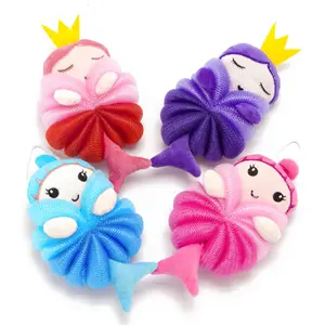 Cute Lovely Animal Body Scrubber Kids Toddler Body Exfoliating Cartoon Bath Sponge Scrubbing Mesh Pouf Shower Loofah Sponge