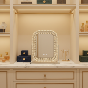 Square Desktop Led Crystal <b>Makeup</b> <b>Mirror</b> <b>with</b> Frame - Product Image 1