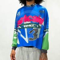 T-shirt Homme Streetwear en Coton à Manches Longues Imprimé Lettres, Coupe Courte, Style Moto Cross, Course Automobile, Cyclisme, Motocross, Personnalisable