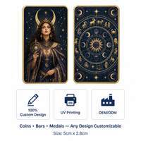 Cartes de Tarot Astrologiques Personnalisées 12 Signes du Zodiaque, Barre de Cuivre 999 Double Face, Artisanat Métallique, Cartes de Collection Constellation Phase de Lune, Cadre Doré