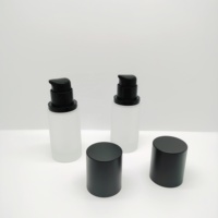 Flacon pompe en verre cosmétique 30 ml, flacon de lotion en verre givré transparent, flacon de fond de teint liquide avec bouchon pompe noir